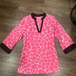 Lilly Pulitzer Pink and Brown Animal Print Top